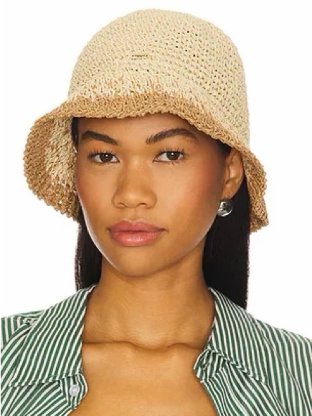 NWT Eugenia Kim Bailey Straw Bucket Hat in Ivory and Camel